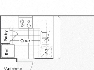 1 bed 1 bath 720 square feet floor plan